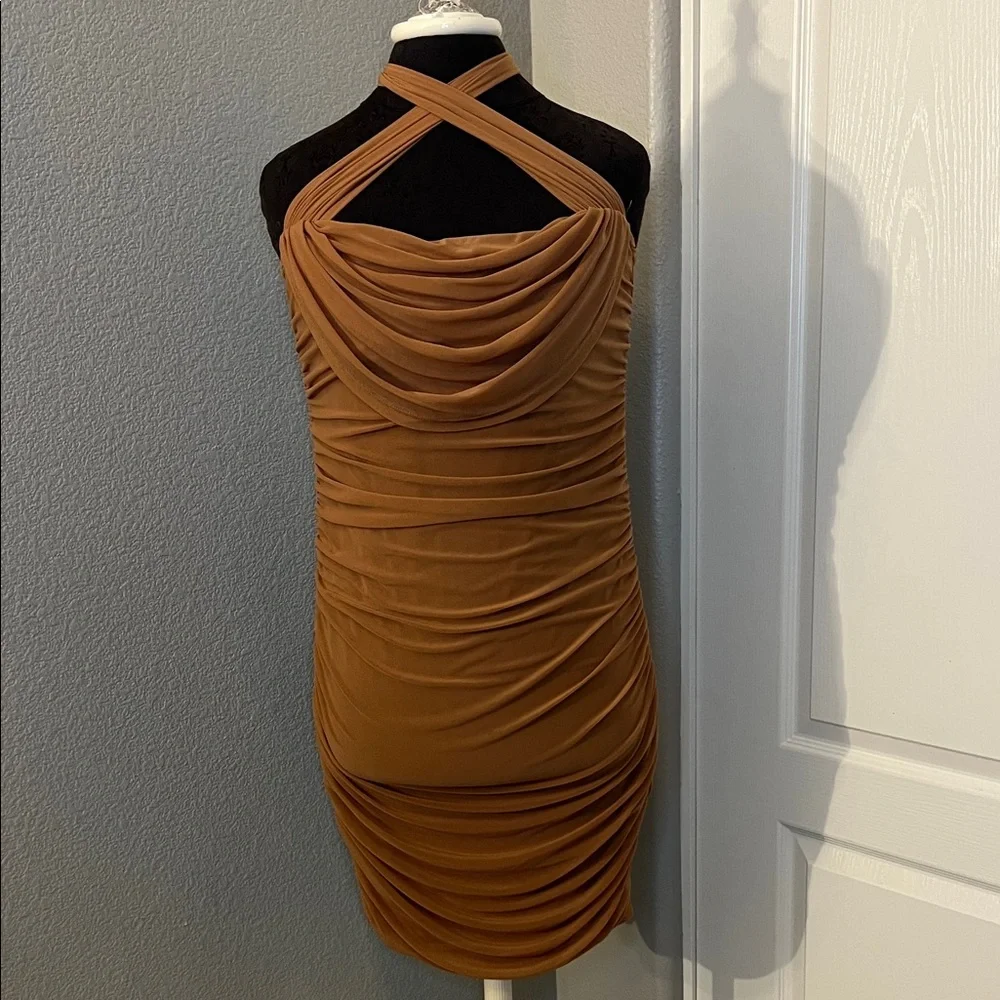 PRETTYGARDEN Summer Off Shoulder Ruched Mesh Cocktail Bodycon Mini Dress Large - Picture 5 of 13